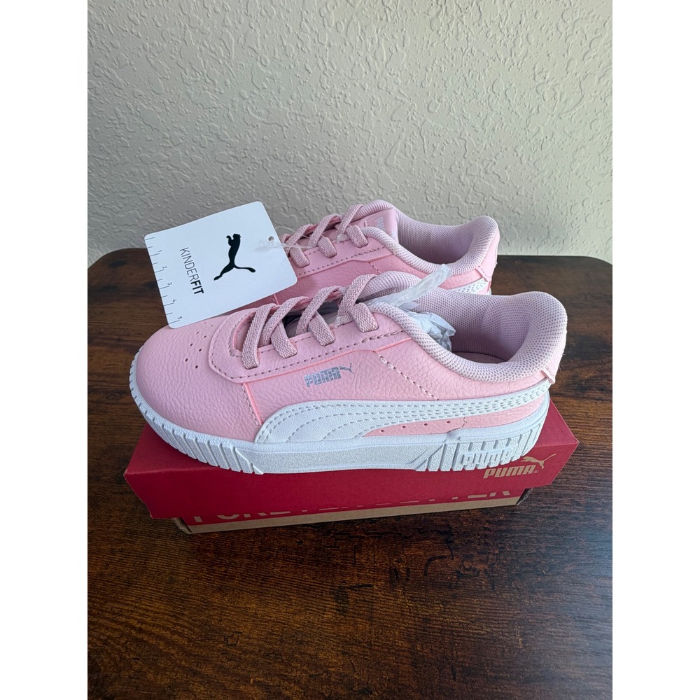 Puma Carina 2.0 AC Inf Kids Sneakers Pink White Silver 386187-04 Size 10C